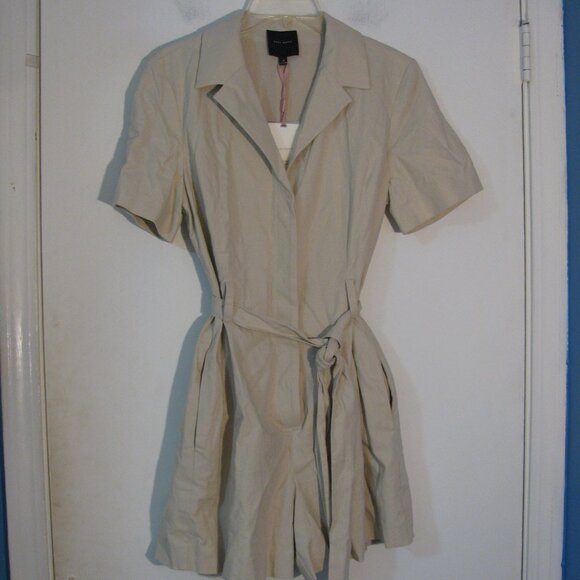 Alex Marie Pants - Alex Marie Sand Tan Romper Sz 4 NWT $129 Button Up One Piece Shorts Linen Blend